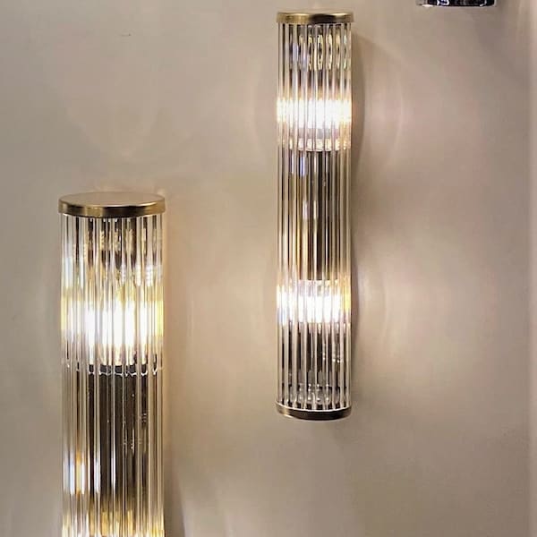 MINI GLASS LINE Wall Sconce - Brass Glass Tube Wall Lamp Vanity Light Fixture, Wall Lighting, Wall Lamp, Wall Light , Bedside  Gift Light