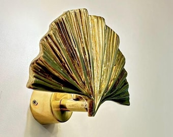 Aplique de pared ALMADA MINI de hoja de ginkgo de latón fundido a mano – Iluminación Art Déco