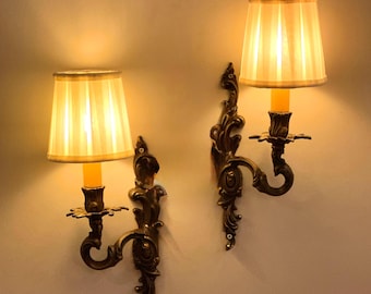 CHATELLE LINKS und RECHTS Messing Rokoko Wandleuchte - Traditionelle Stoffschirm Beleuchtung, inspiriert von der Wandleuchte Viktorianischer Stil