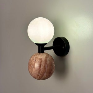 BOLLE Marble Sconce - Wall Light, Living Room Lighting, Hallway Wall Lighting, Marble Wall Sconce, Mid Century Modern Lighting