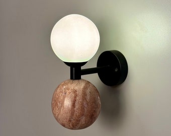 BOLLE Marble Sconce - Wall Light, Living Room Lighting, Hallway Wall Lighting, Marble Wall Sconce, Mid Century Modern Lighting