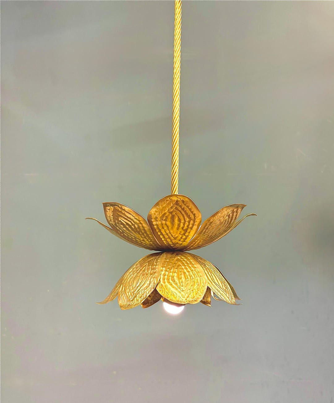 RANELLA Lotus Flower Brass Pendant – Sculptural Brass Lighting for ...