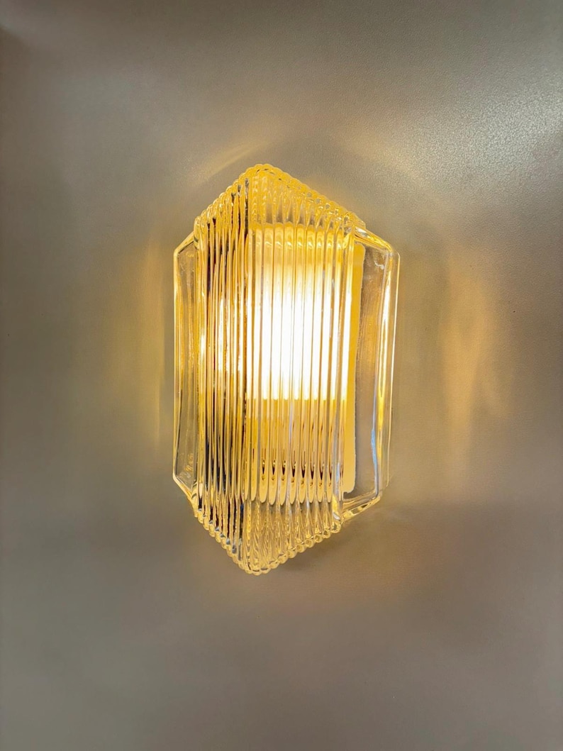 KATERIN II Art Deco Outdoor Wall Sconce, Warm Rectangular Glass ...