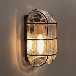 LACROM SEMIFLUSH GLASS Wall Sconce - Transparent - Nautical Wall Light, Outdoor Light, Patio Light, Maritime Sconce