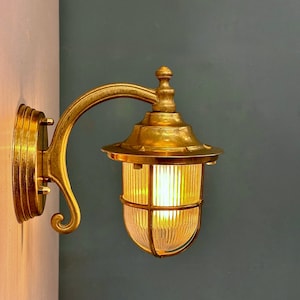 PONTIVY Nautical Wall Sconce - Nautical Wall Light, Outdoor Light, Patio Light, IP64 Lighting, Brass Casting Light, Bulkhead, Marinal
