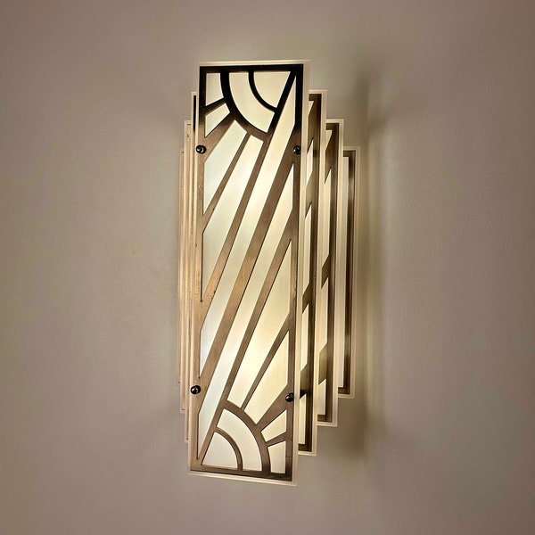 Applique da parete Art Déco LIMOGES – Illuminazione in metallo e plexiglas realizzata a mano