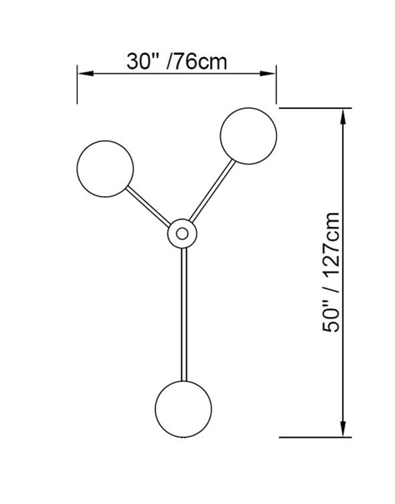 GEBET 3 Semi Flush Mount Lighting Close to Ceiling Fixture Geometric Shape Wide Lighting Fixture Asymmetrical