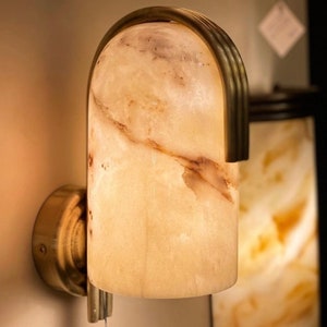 BOLOS Marmor Art Deco Wandleuchte - Leuchte, Design Beleuchtung, Marmor Wand Beleuchtung, Nachttisch Licht, Art Deco Beleuchtung, Waschtisch Beleuchtung