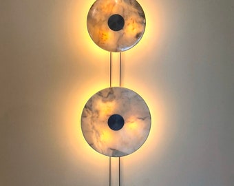 RAMBLA DOUBLE Marble Sconce - Woonkamerverlichting, Halwandverlichting, Marmeren Wandkandelaar, Mid Century Moderne Verlichting