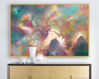 Paintings Abstract - Large Abstract Expressionist Painting in Rainbow Acrylic 40x60, 30x40 - "Unbearable Lightness of Being"
