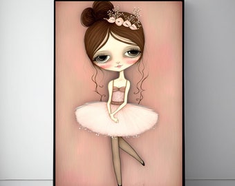 Ballerina Decor for Little Girls Room - Quirky, Unique, Minimalist Ballerina Print