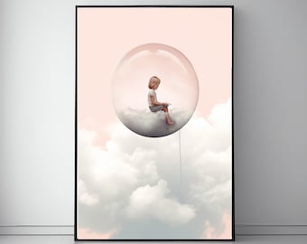 Nursery Bubble Art - Whimsical Bubble Print for Nursery & Girls Room