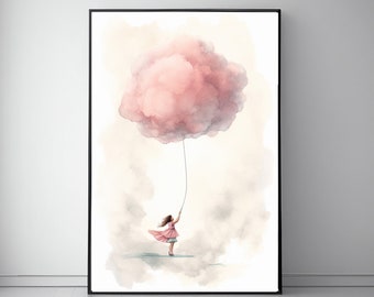 Cotton Candy Cloud Wall Art - Whimsical Cloud Print for Nursery