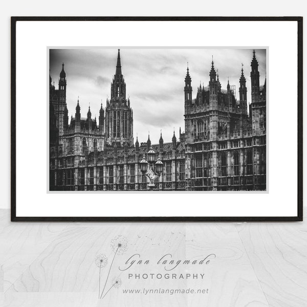 Black and White Photography - London parliament 11x14 16x24 london photography architecture city travel wall decor 8x10  "House of Lords II"