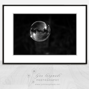 Black and White Photography - black and white bubble photograph, home decor, bubble art, abstract wall print - bubble photography - "Lift"