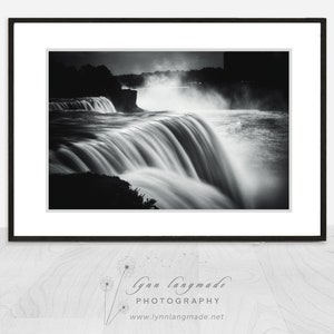 Waterfall Photography - Niagara falls black white 8x10 prints 11x14  large art 16x20 bathroom decor waterfall prints 24x36 "Miss U Forever"