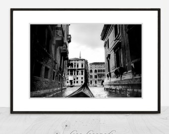 Gondola Photography - black and white venice wall art 16x20 venice print canal 11x14 italy travel photography 8x10 "Drifting into Dusk II"