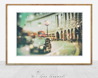 London Photography- snowy day piccadilly circus black cab london wall art 8x10 prints 11x14 snow winter photography travel art "Snow Flurry"