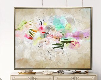 Large Abstract Wall Art - beige 20x24 colorful abstract art prints 16x20 whimsical 20x30 modern wall decor 30x40 contemporary art 11x14 "Joy