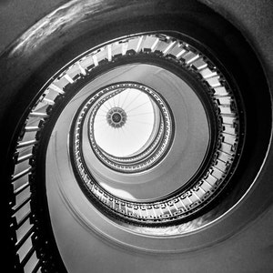 Architecture Photography - black and white spiral staircase 16x24 stairs 24x36 san francisco 8x12 large wall art 20x30 &quot;Floating Up to You&quot;