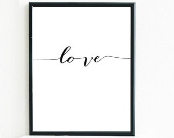 love typography art - valentine romantic typography 16x20, black and white typography 11x14 valentines day gift, A1 anniversary gift "Love"