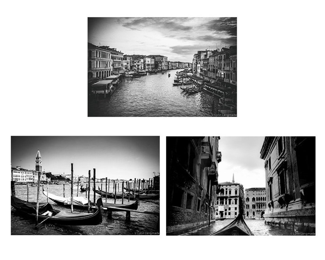Black and White Venice Print Set Set of 3 Travel Prints Bedroom Wall ...