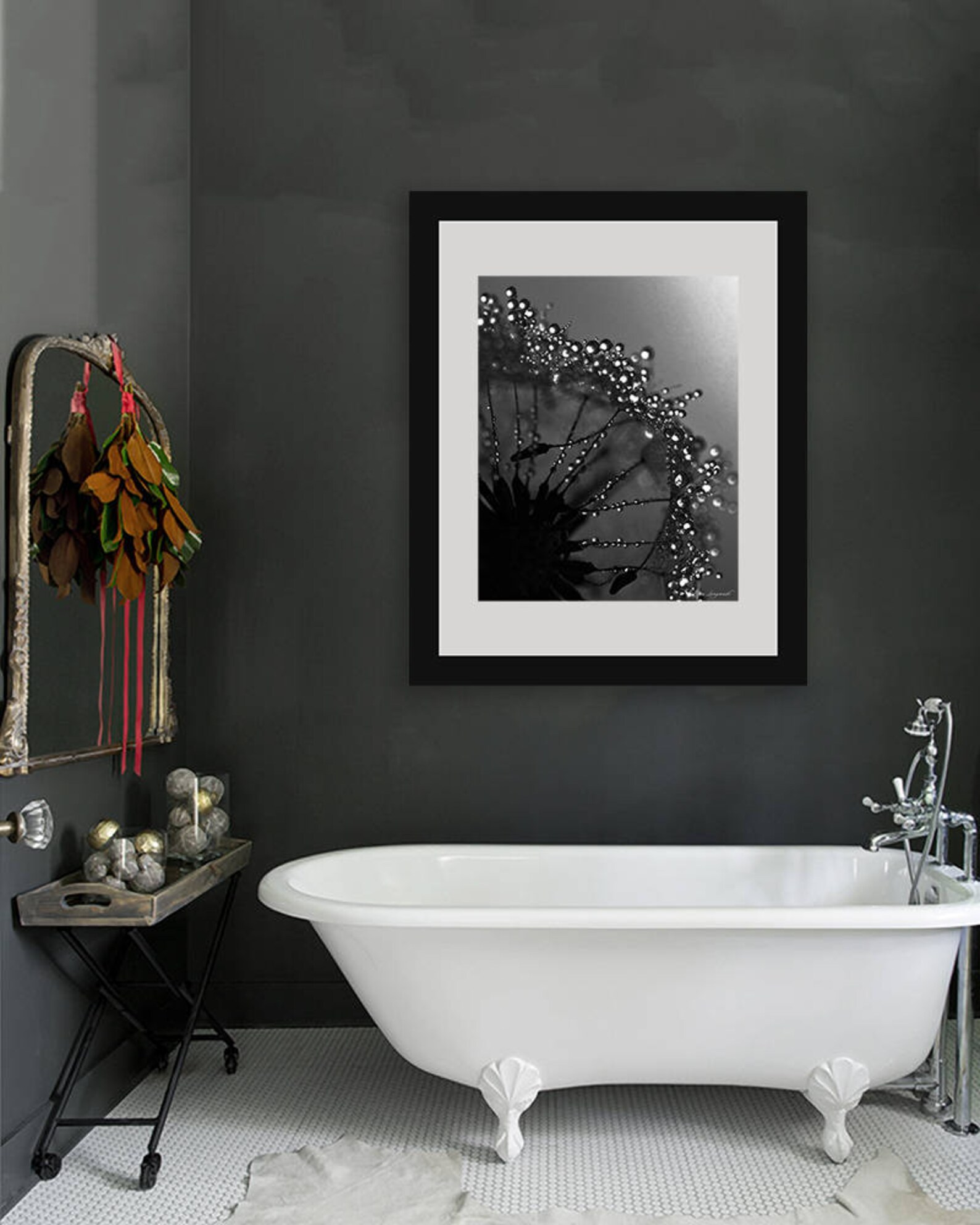 Black and White Bathroom Decor dandelion canvas art 20x30 Etsy