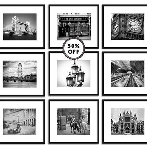 Black and White Prints of London - set de 9 London canvas art 11x14 London wall prints large London canvas pictures London cadeaux pour lui 5x7