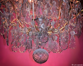 Paris Photography - chandelier photo, Versailles palace, Paris, pink, romance, home decor, Paris wall prints - "Pretty in Pink"