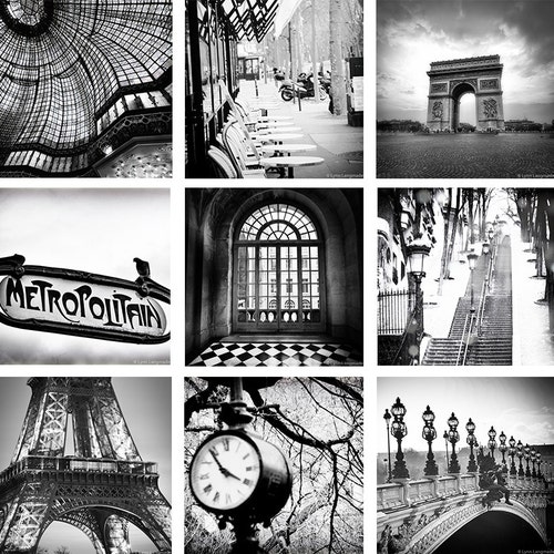 Paris Photography Paris France in Black and White Print Set - Etsy