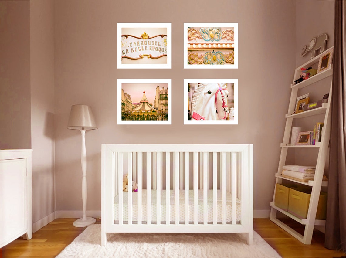 Carousel Nursery Print Set Set of 4 Prints Carousel Paris Etsy