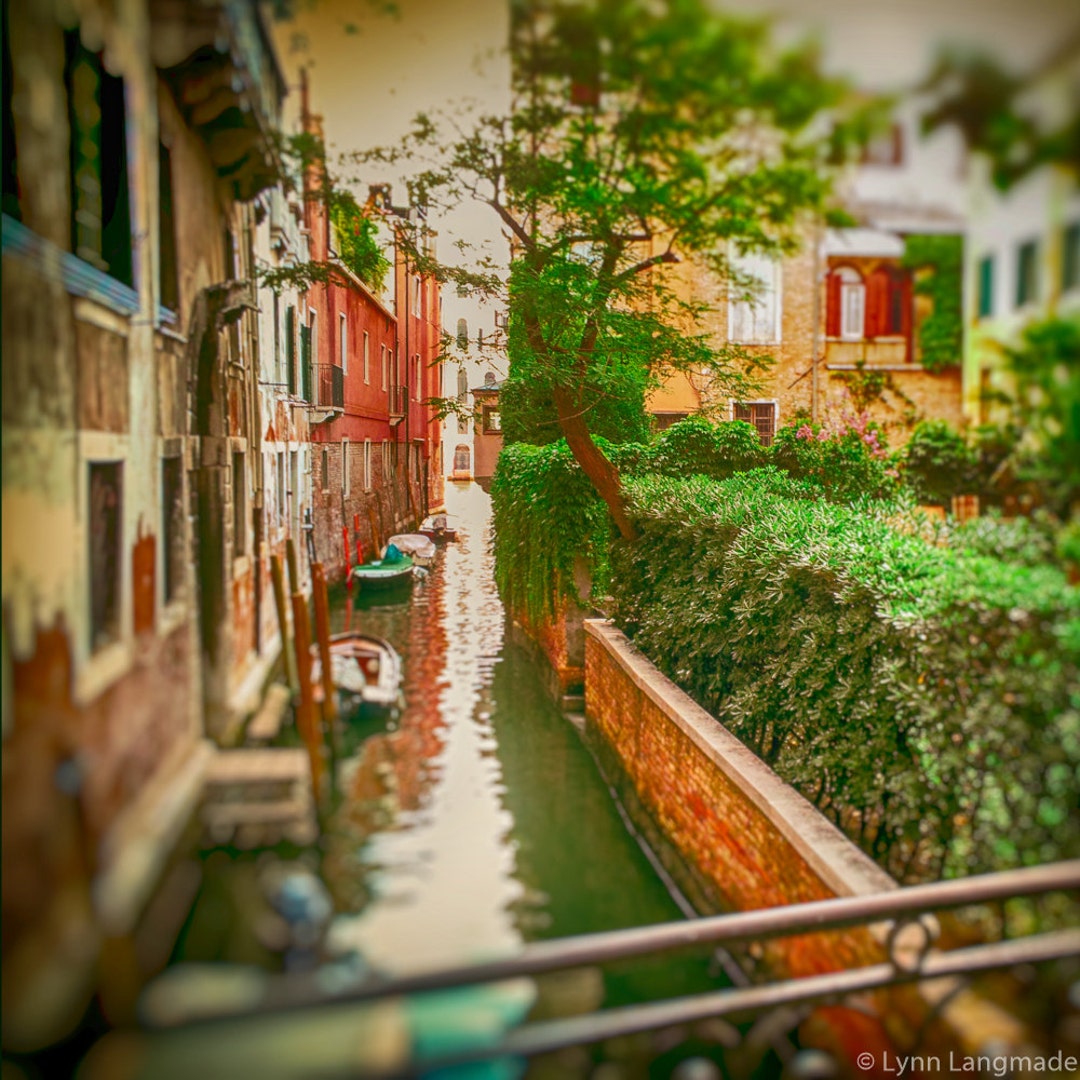 Venice Photography Boats Canal Summer Red 10x10 Orange Wall Decor 8x8