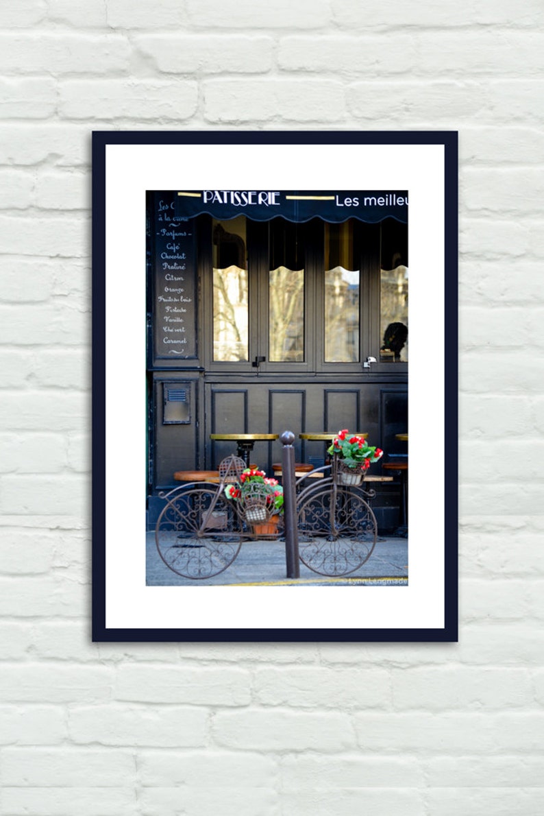 Paris Photography bicycle flowers cafe red blue art paris prints whimsical wall art kitchen wall decor 8x10 prints 11x14 16x20 Capricious