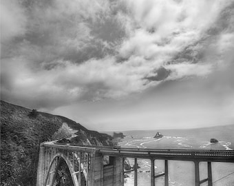 Black and White Photography - bixby bridge california coast landscape coastal photography ocean wall art foyer 11x14 16x20 20x30 "Always"