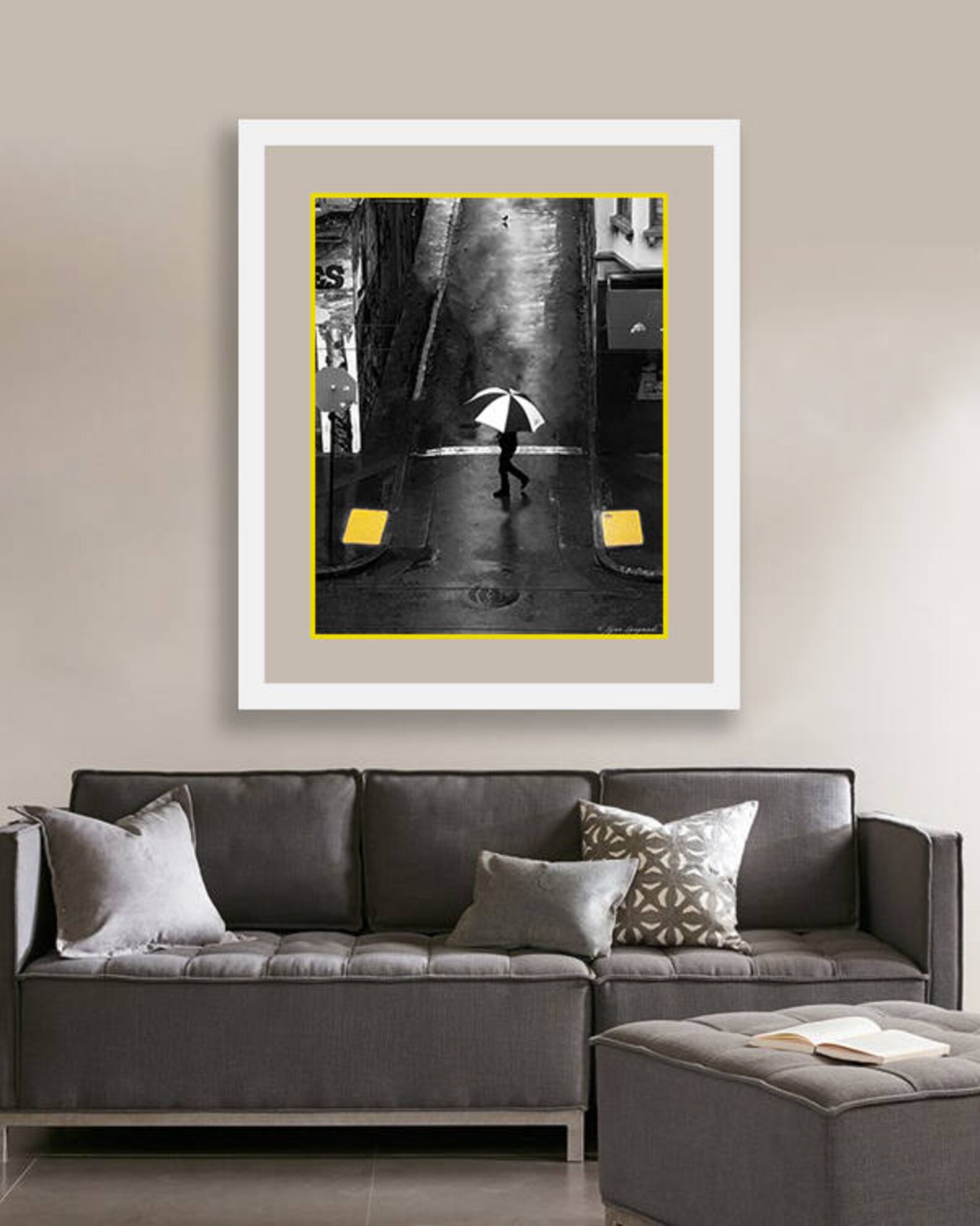 Rainy Day Photography Yellow Umbrella Wall Art 16x20 Street Etsy