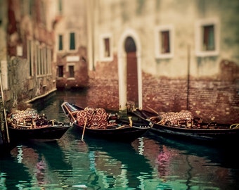 Venice Photography - venice art gondolas 16x20 landscape red teal 11x14 print canal italy wall decor travel photography 8x10 - "Old World"