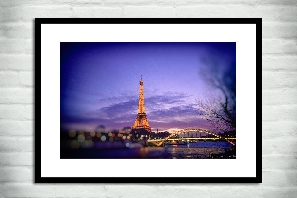 Paris Photography Eiffel Tower Lights Violet River 8x10 | Etsy