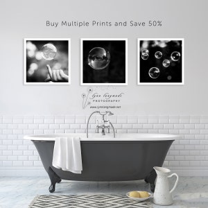 Bubble Photography black and white bubble photograph 8x10 print large bathroom wall decor 11x14 bubble art abstract wall print 5x7 Swirl image 3