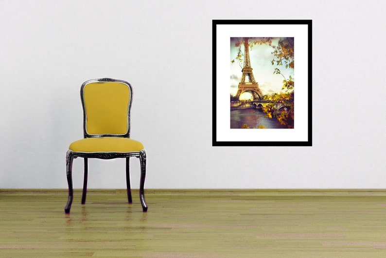 Paris Photography Eiffel Tower in gold, Paris wall prints, travel, wall decor, europe, yellow photo Romance in Gold image 2