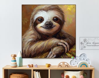 Baby Sloth Nursery Art - Cute Wall Decor for Kids' Room