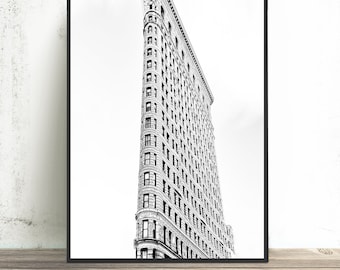 Flatiron Building Print - Flat Iron New York, Large White Wall Art 40x60, Minimalist Living room, New York Architecture, Scandinavian Design