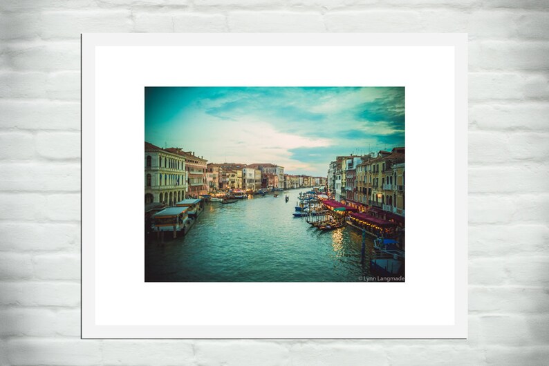 grand canal at night in Venice travel blue wall decor Nightfall teal blue Venice wall prints Venice Photography Venice wall art