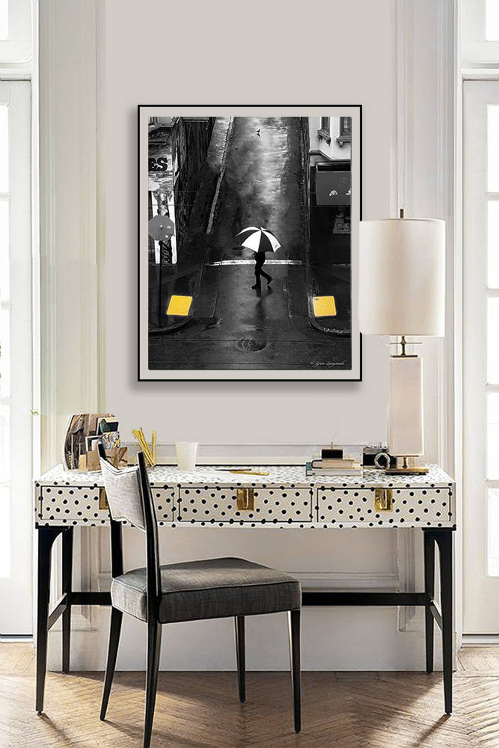 Rainy Day Photography Yellow Umbrella Wall Art 16x20 Street Etsy