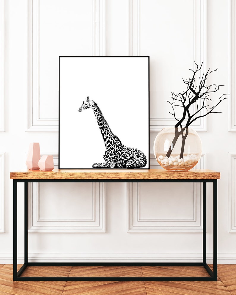 Black and White Giraffe Canvas Giraffe Printable Giraffe | Etsy