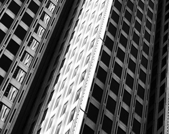 Black and White Photography - skyscraper in San Francisco, city, architecture, urbex, modern wall art, urban home decor "Alphabet of Giants"