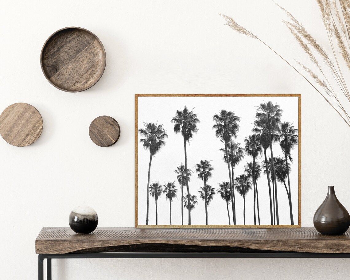 Palm Tree Wall Art - Black and White Palm Trees Print, Printable ...