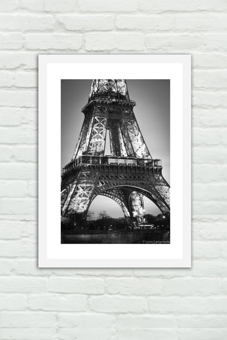 eiffel tower night prints 8x10 black and white photography paris themed room 11x14 wall art 16x20 Transcendant Paris Black and White