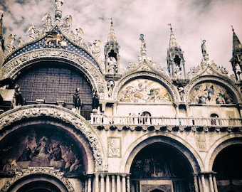 Venice Photography - st marks basilica, venice italy, travel photography, gold wall decor pink 11x14 16x20 print large wall art  "Opulent"