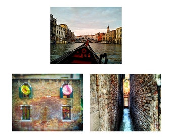 Venice Print Set - Set of 3 prints 8x10 prints venice photos italy 11x14 venice photography 3 photos travel wall decor 16x20 red blue
