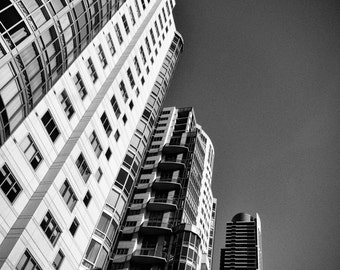 Black and White Architecture Photography - building downtown san francisco photography 11x14 16x24 city prints modern urban art 8x10 Looming